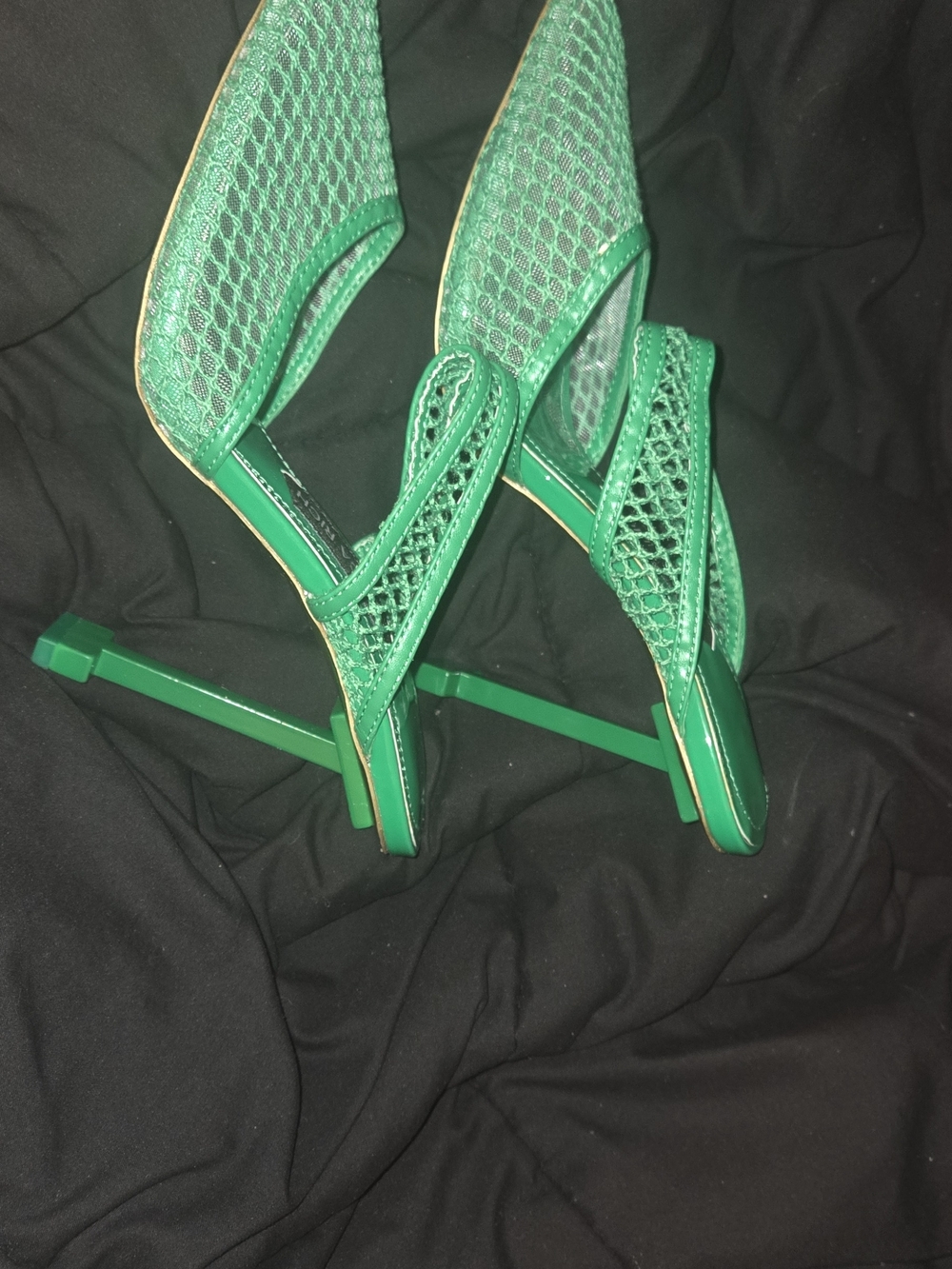 Green Mesh Slingback Stiletto Heels